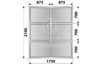 Глухая алюминиевая перегородка 1750x2100